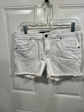 Kut from the Kloth White Frayed Hem Denim Shorts